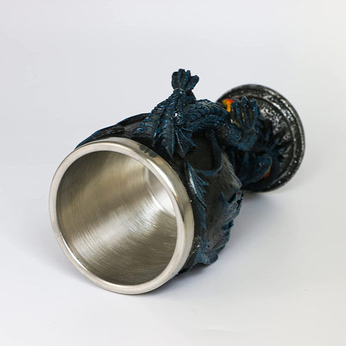 Medieval Fantasy Blue Dragon Goblet - Dungeons and Dragons gifts Themed Party Decoration - D&D Game chalice cup of Thrones Merchandise 7oz Stainless Steel Gothic Drinking cups