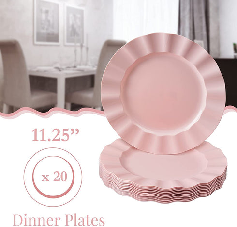 PINK PLASTIC PLATES | Disposable Dinner Plates | Veil | 11.25 | 10 PC