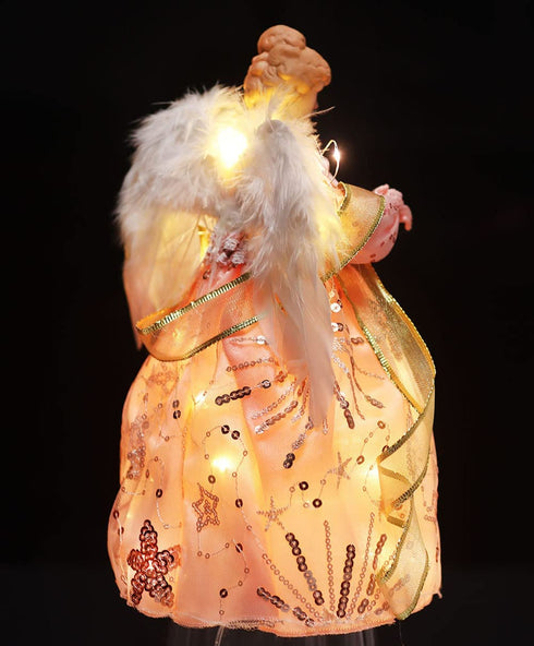 Christmas Tree Topper Angels with Remote Control Timer Light up Tree Topers Decorations,12-Inch Angel for Holiday Ornament or Home Decor,Pink