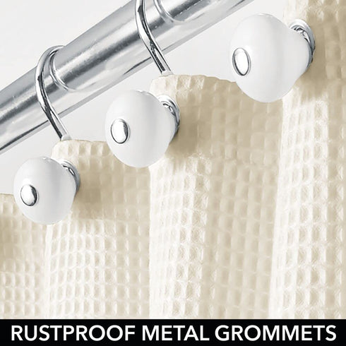 mDesign Hotel Quality Polyester/Cotton Blend Machine Washable Fabric Shower Curtain with Waffle Weave and Rust-Resistant Metal Grommets for Bathroom Showers and Bathtubs - 72" x 72" - Sand/Khaki