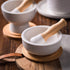 Porcelain Mortar and Pestle Set Pill Crusher, Spice Grinder, Herb Bowl, Pesto Powder Molcajete for Salt - Plus Lid/Non-Slip Base