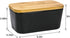 Arswin Butter Dish with Lid,Extra Large 650ml,Porcelain Keeper with Bamboo Lid Cover for 2 Sticks of Butter,Microwave Safe Easy Clean Butter Storage Container for Countertop Refrigerator (Black)