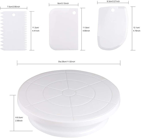 Cake Decorating Turntable,Cake Decorating Supplies with Decorating Comb/Icing Smoother(3pcs),2 Icing Spatula with Sided & Angled €¦