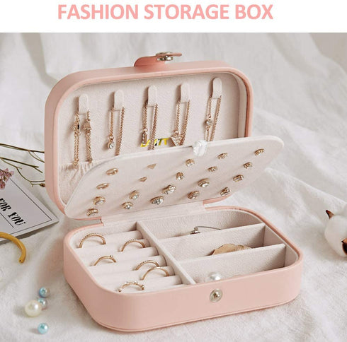 LATIT Small Jewelry Box for Women Girls,Portable Travel Mini Jewelry Organizer Box PU Leather Travel Jewelry Organizer Case Jewelry Holder Display for Ring Earrings Necklace Bracelet Bangle/Pink