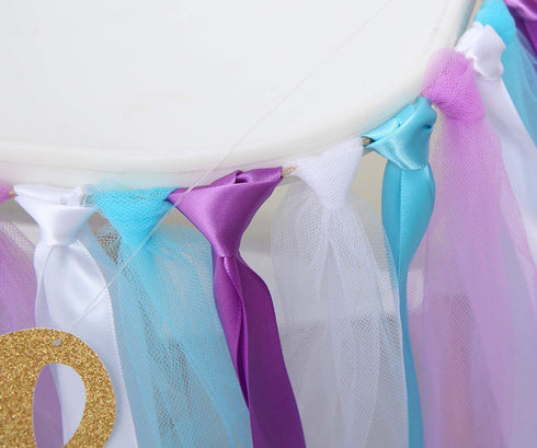 1st Birthday Tutu Decoration for Party - Mermaid Princess 1st Birthday Party - Mermaid Baby Skirt Photo Booth Props and Backdrop Cake Smash - Best Princess Birthday Party Supplies (Purple Blue)