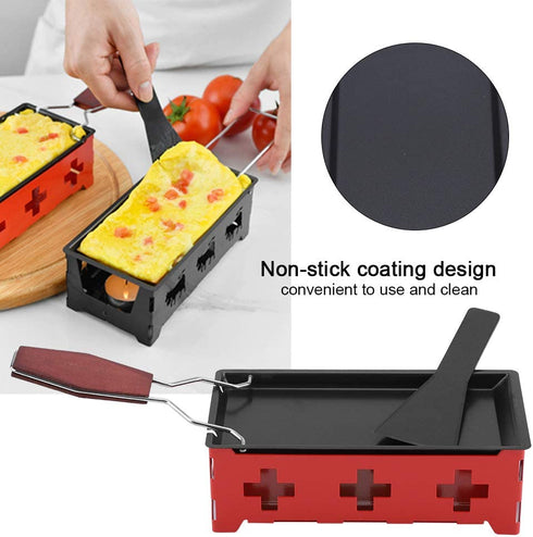 Cheese Raclette with Foldable Wood Handle, Mini Tea Light Raclette Set Candlelight Raclette Cheese Raclette Melter for Grill