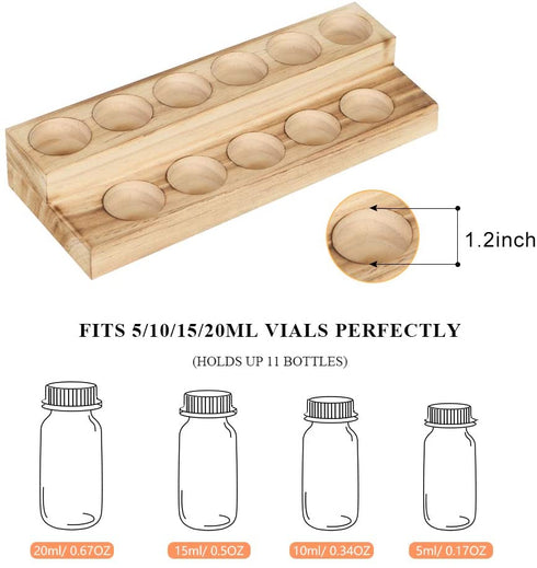 LIANTRAL Essential Oils Storage Rack, 2 Tiers Wooden Essential Oils Nail Polish Display Holder for 5/10/15/20ml Bottles, Set of 2