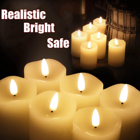 Eywamage Timer Flameless Votive Candles 2" x 3", Flickering Small LED Pillar Candles Batteries Included, Ivory Christmas Home Decor Set of 6