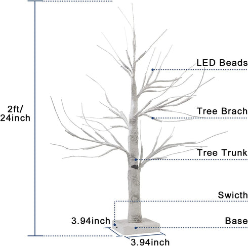 Set of 2- FastDeng Birch Tree Lighted, 2FT 36 LED Warm White Lights, Battery Powered Timing Tabletop Bonsai Tree Light for Home Bedroom Holiday Wedding Party Indoor Decoration