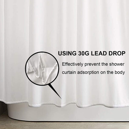 COLOR VALLEY ART White Shower Curtains,72''x72'' Modern Fabric Curtains for Bathroom,Bathtub Shower Curtain Liner with Hooks,Waterproof and Machine Washable (White)