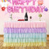 6FT Rainbow Table Skirt for Rectangle or Round Table Chiffon Tulle Table Skirting for Party Baby Shower Wedding Birthday Decor