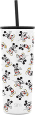 Simple Modern Disney Character Insulated Tumbler Cup with Flip Lid and Straw Lid | Reusable Stainless Steel Water Bottle Iced Coffee Travel Mug | Classic Collection | 24oz Mickey Mouse Retro