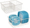 mDesign Metal Kitchen Food Storage Container Lid Holder, 3-Compartment Organizer Bin for Organization in Kitchen Cabinets, Cupboards, Pantry Shelves, Drawers - 2 Pack - Cream/Beige