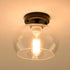 Semi-Flush Mount Ceiling Light Glass Shade Ceramic Holder Industrial Island Modern Lighting Fixture Indoor for Living & Dining Room Entryway Loft (Bulb Not Included) (Clear)
