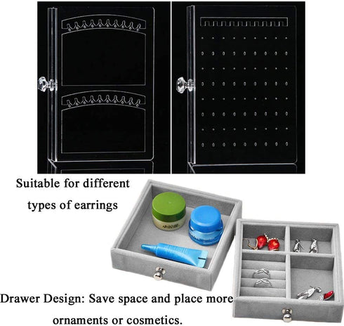 MANO Acrylic Jewelry Organizer Clear Earring Jewelry Box Organizer for Kids Women Men - Earring Holder Jewelry Storage Trays Drawer Stand Case for Ring Bracelet Necklace