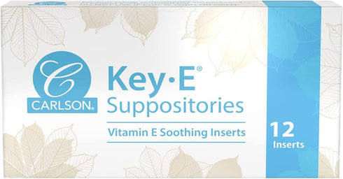 Carlson - Key-E Suppositories, 30 IU Vitamin E Suppository, Lubricates Dry Areas, Treatment for Women and Men, Vaginal & Rectal, 12 Count