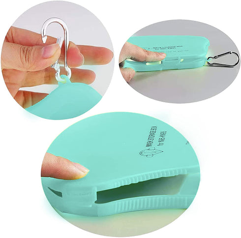 1 Pcs Plastic Masks Case Portable Storage Boxes with Keychain Reusable Case Holder Organizer Face Cover Box with school/Office Blue