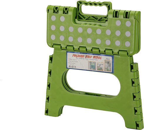 Folding Step Stool - 11 inches high - Lightweight, Sturdy, Secure, Carry Handle, Easy to Open, Suitable for Kitchen, Bathroom, Bedroom, Outdoor Camping and Fishing
