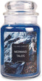Village Candle Mermaid Tales Large Glass Apothecary Jar Scented Candle, 21.25 oz, Blue