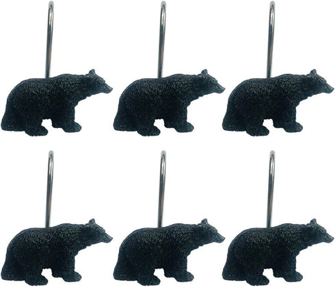 Black Bear Lodge Shower Curtain Hooks Set of 12 Black Bear Lodge Shower Curtain Rins Set of 12