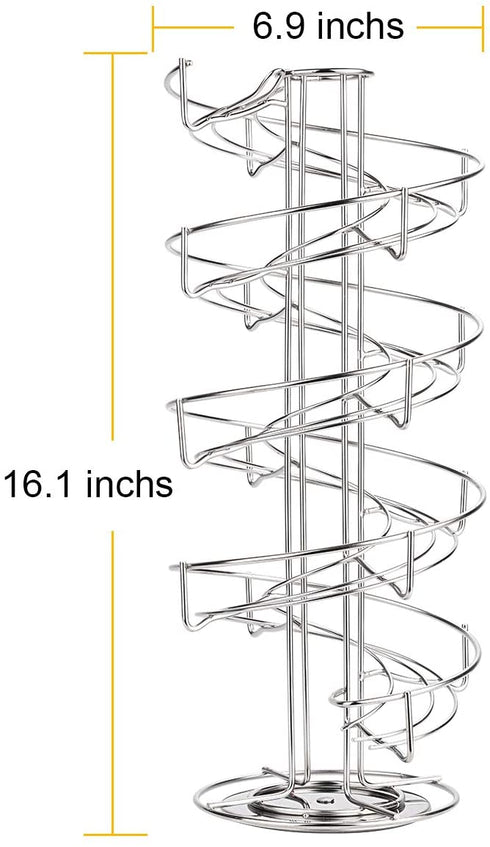 Toplife Spiral Design Stainless Steel Egg Skelter Dispenser Rack,Storage Display Rack,Silver