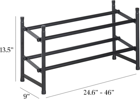 Richards Homewares Stackable Telescoping Shoe Rack, 2-Tier Holds Upto 20-Pair, Matte Black