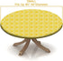 Yellow Oval Geometric Pattern Elastic Edge Table Cover Round, Moroccan Style Fitted Tablecloth, Washable Polyester Table Cloths, Outdoor Patio Picnic Party Dining Tables Decor, Fits Tables 28" to 32"