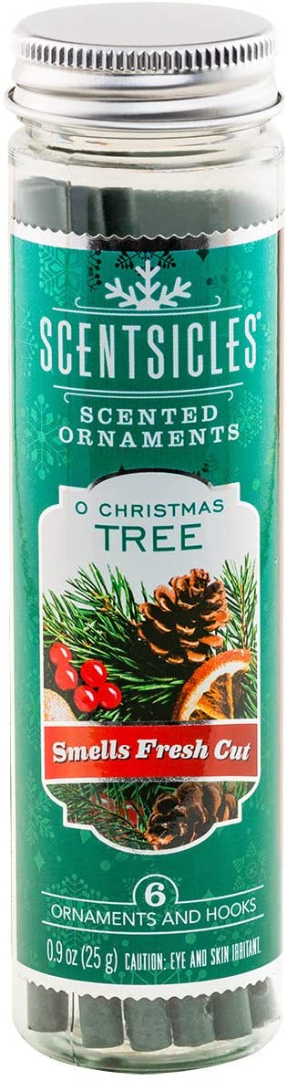 Scentsicles O Christmas Tree Scented Ornaments with Hooks - 2 Bottles (12 Sticks Total)