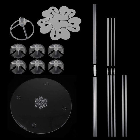 RUBFAC 7 Sets of Balloon Stand Kits, Reusable Clear Balloon Stand Holder for Table, Including Glue, Tie Tool, Flower Clips, Table Balloon Stand Suitable for Birthday Wedding Party Decorations