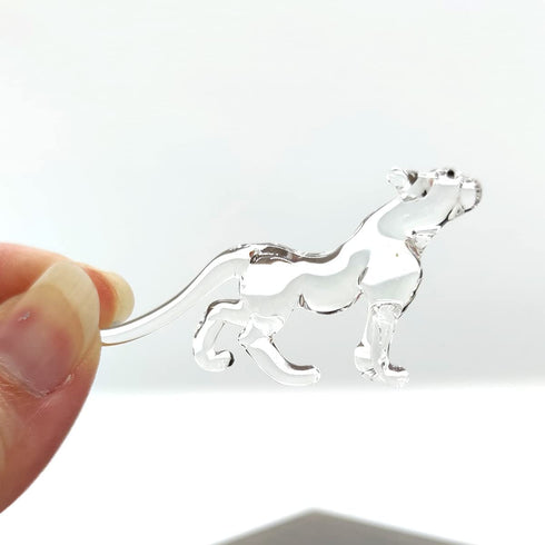 Sansukjai Rare Tiger Tiny Micro Crystal Figurines Hand Blown Clear Glass Art Wild Animals Collectible Gift Home Decor