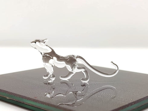 Sansukjai Rare Tiger Tiny Micro Crystal Figurines Hand Blown Clear Glass Art Wild Animals Collectible Gift Home Decor