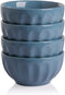 SWEEJAR Ceramic Fluted Bowls, Soup Bowls Set, 26 OZ for Cereal, Fruit, Salad, Pasta, Dishwasher & Microwave Safe - Set of 4 (Fog Blue)