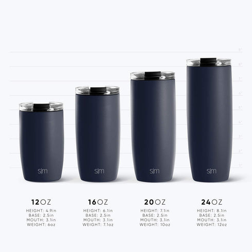 Simple Modern Travel Coffee Mug Insulated Stainless Steel Thermos Cup Voyager with Straw and Clear Flip Lid 20oz (590ml) Tumbler, -Midnight Black