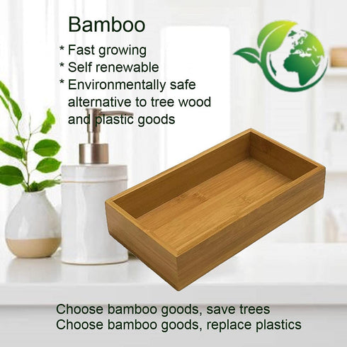 Bamboo Guest Towel Holder (9.75"x 5.50"x 2") Wooden Bathroom Napkin Tray Multipurpose Organizer & Accessory Drop Box - For Guest Bathroom, Dining Table, Kitchen Counter & Drawers