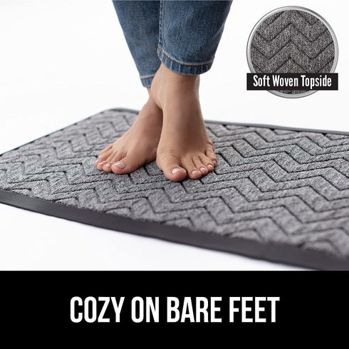 Gorilla Grip Durable Natural Rubber Door Mat, Waterproof, Low Profile, Heavy Duty Welcome Doormat for Indoor and Outdoor, Easy Clean, Rug Mats for Entry, Patio, Busy Areas, 17x29, Steel Chevron