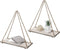 EMAISON Hanging Distressed Wood Floating Shelves with Swing Rope, Farmhouse Organizer Rustic Home Décor, Set of 2 (Set of 2, White Wash)