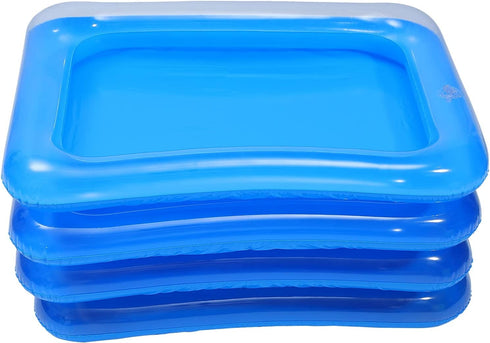 DOITOOL 4PCS Inflatable Serving Bar Salad Ice Tray Food Drink Containers, Small Inflatable Buffet Cooler for Party Picnic Camping (Blue)