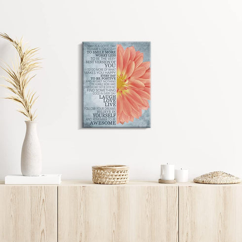 Kas Home Motivational Wall Art This Is Us Canvas Wall Decorations Family Saying Quotes Painting Artwork Sign Decor for Living Room Bedroom Kitchen Office (12 X 15 inch, Red - Flower)