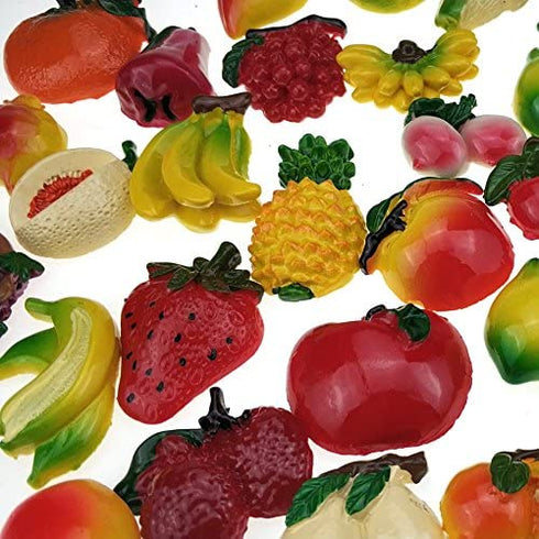 Miswee random 12Pcs creative 3D resin fruit vegetables fridge magnets funny cute decoration refrigerator magnet accessories office school whiteboard magnet (Random 12 style fruits)