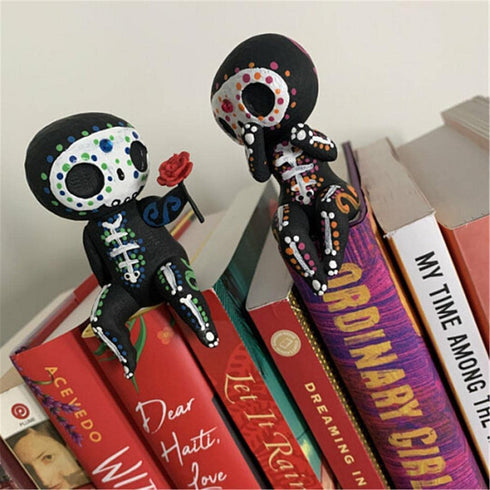 Sugar Skull Couple Statue, Sugar Skull Figurine, Resin Crafts Cute Statue Skull - Resin Skull Statue Home Decor, Adorable Skull Sculpture Memorial Statue Halloween Skull Statues Gifts (C)