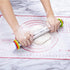 Rolling Pin with Thickness Rings and Pastry Mat for Baking Cookie Chapati Fondant Dough Pastry Pizza Pie Crust, Stainless Steel Roller Pin, Red Mat