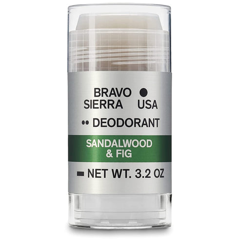 Aluminum-Free Natural Deodorant for Men by Bravo Sierra- Long Lasting All-Day Odor and Sweat Protection - Sandalwood and Fig, 3.2 oz - Paraben-Free, Baking Soda Free, Vegan and Cruelty Free - Will Not Stain Clothes