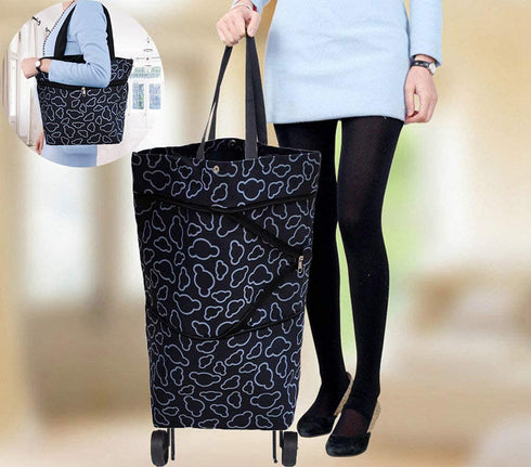 Collapsible Trolley Bags Folding Shopping Bag with Wheels Foldable Shopping Cart Reusable Shopping Bags Grocery Bags Shopping Trolley Bag on Wheels (B0741YPTV7)