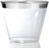 Stock Your Home Silver Rim 9 Ounce Clear Plastic Cups (100 Pack) Disposable Party Cups - Old Fashioned Reusable Plastic Tumblers for Weddings, Parties and Everyday Use