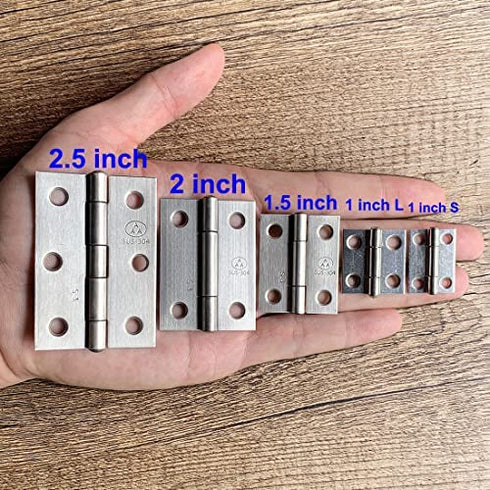 Adiyer 10pcs 304 Stainless Steel 1-inch Folding Butt Hinges Small Hinges Mini Door Hinges for Case Wooden Jewelry Box Lid Crafts (25mm x 24.5mm x 1mm)