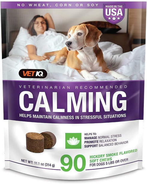 VetIQ Calming Support Supplement for Dogs, Anxiety Supplement Soft Chews, 90 Count