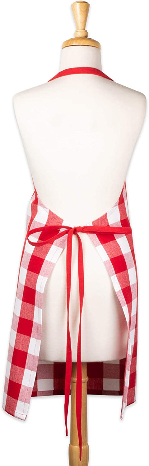 DII Buffalo Check Kitchen Collection, Classic Farmhouse Chef Apron, One Size, Red & White