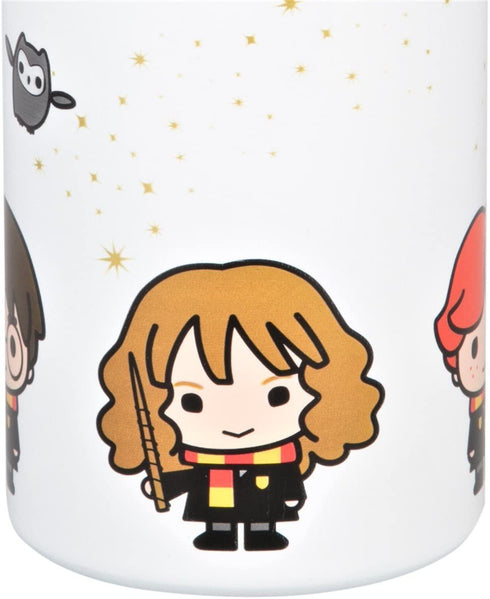 Harry Potter Stainless Steel Water Bottle - White with Harry, Ron and Hermione Chibi Character Design - Double Wall Insulated - 550ml