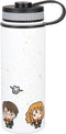 Harry Potter Stainless Steel Water Bottle - White with Harry, Ron and Hermione Chibi Character Design - Double Wall Insulated - 550ml