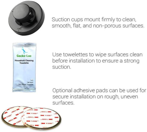 Gecko-Loc ?? Super Suction Cup Shower Caddy Bath Wall Shelf, Large Deep Bathroom Shampoo, Conditioner and Bath Gel Caddy Organizer - Kitchen Storage Basket - Rustproof Stainless Steel Black Finish